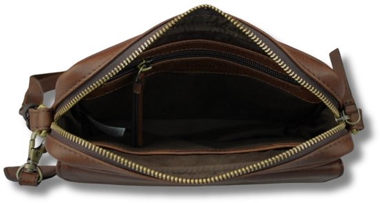 Sac à Bandoulière en Cuir Marron Foncé Sara