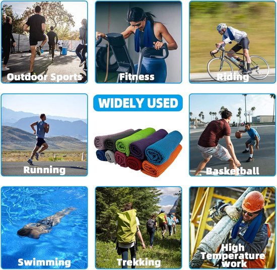 10 stuks - Koelhanddoek - Snel drogende handdoek - Sporthanddoek - Geschikt voor yoga, sportschool, kamperen, sporten en andere activiteiten - 30*100cm - (oranje/lichtgrijs/donkerblauw/rozerood/donkergrijs/felgroen/roze/lichtblauw/felrood/paars) — afbeelding 4