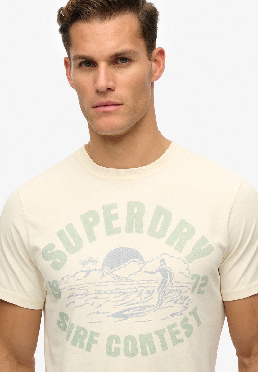 Superdry T-shirt Korte mouw shirt met grote print Creme