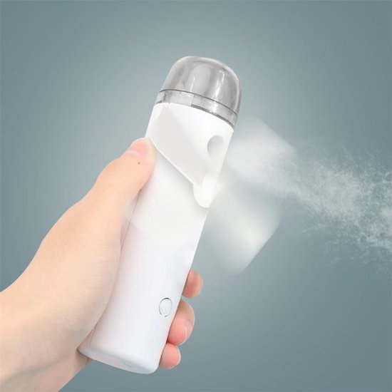 Oplaadbare handventilator met waternevel, USB ventilator met mistverstuiver, compact en draagbaar, wit, 15 cm