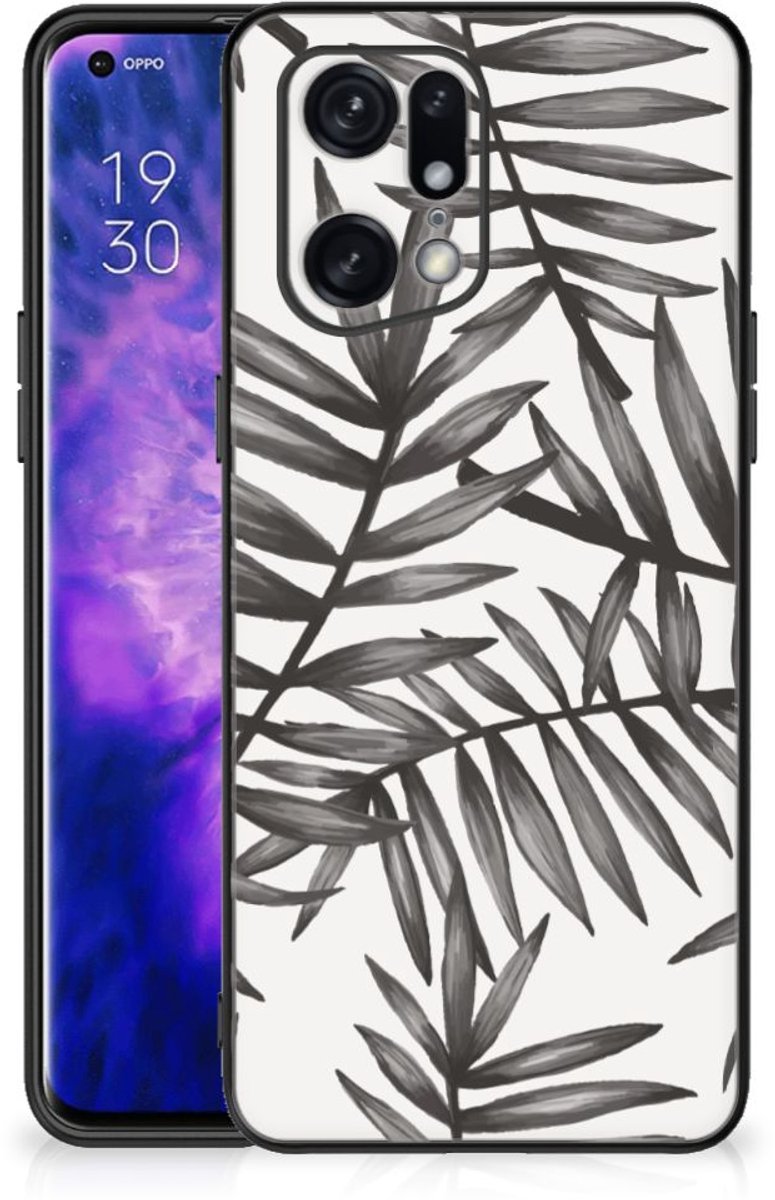 OPPO Find X5 Pro Bloemen Hoesje Leaves Grey