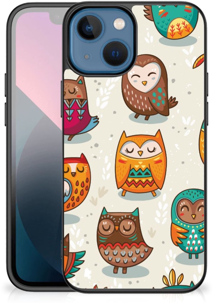 Apple iPhone 13 mini Dierenprint Telefoonhoesje Vrolijke Uilen