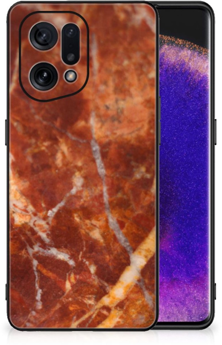OPPO Find X5 Marmeren Print Telefoonhoesje Marmer Bruin