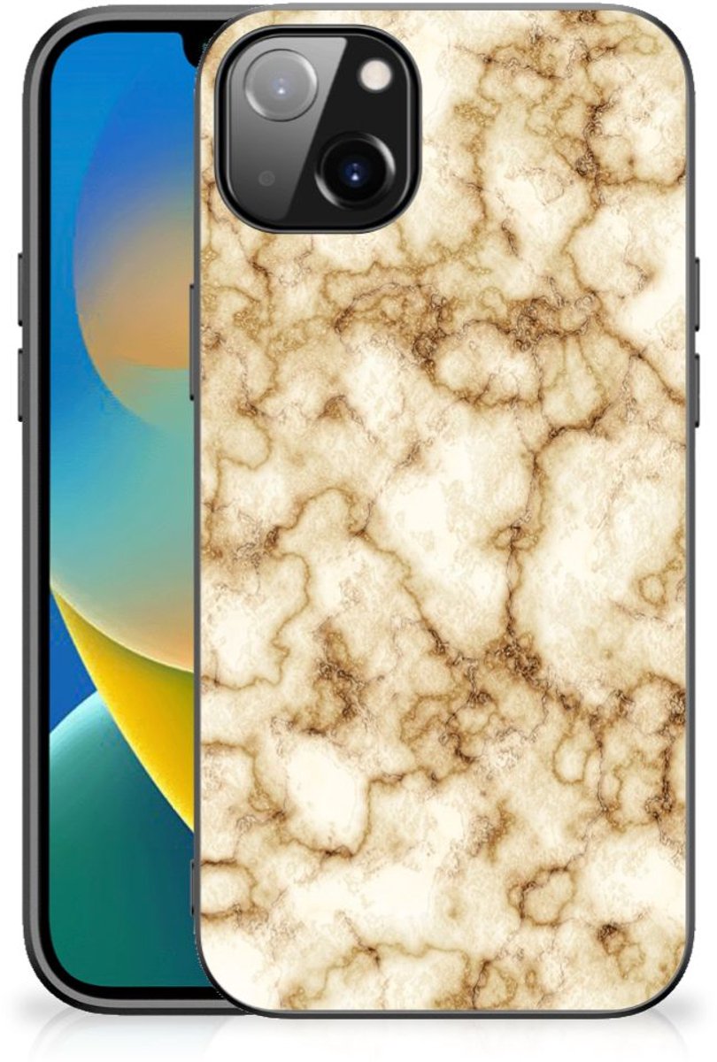 iPhone 14 Plus Marmeren Print Telefoonhoesje Marmer Goud