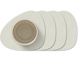LIND DNA Onderzetters Nupo - Leer - Linen - 13 x 11 cm - 4 Stuks