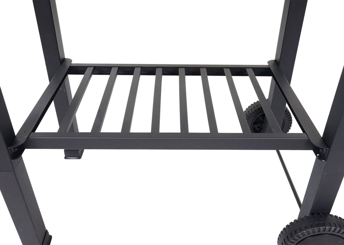 Barbecuetrolley MCW-K93, houtskool barbecue staander BBQ tuinbarbecue met deksel planken, staal, 110x100x51cm zwart