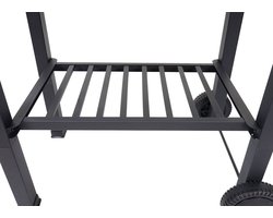 Barbecuetrolley MCW-K93, houtskool barbecue staander BBQ tuinbarbecue met deksel planken, staal, 110x100x51cm zwart