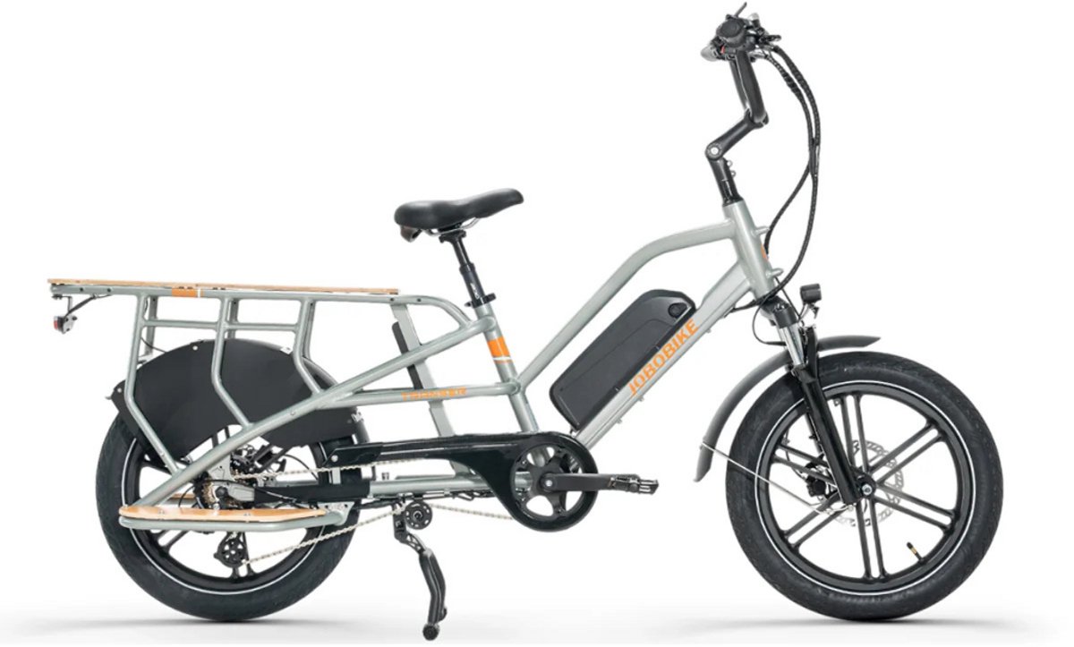 JOBOBIKE Transer Elektrische Longtail - E-Cargo - 20 Inch - 250W Motor - 7 Versnellingen - 60 km Actieradius - Hydraulische Schijfremmen - Zilvergrijs