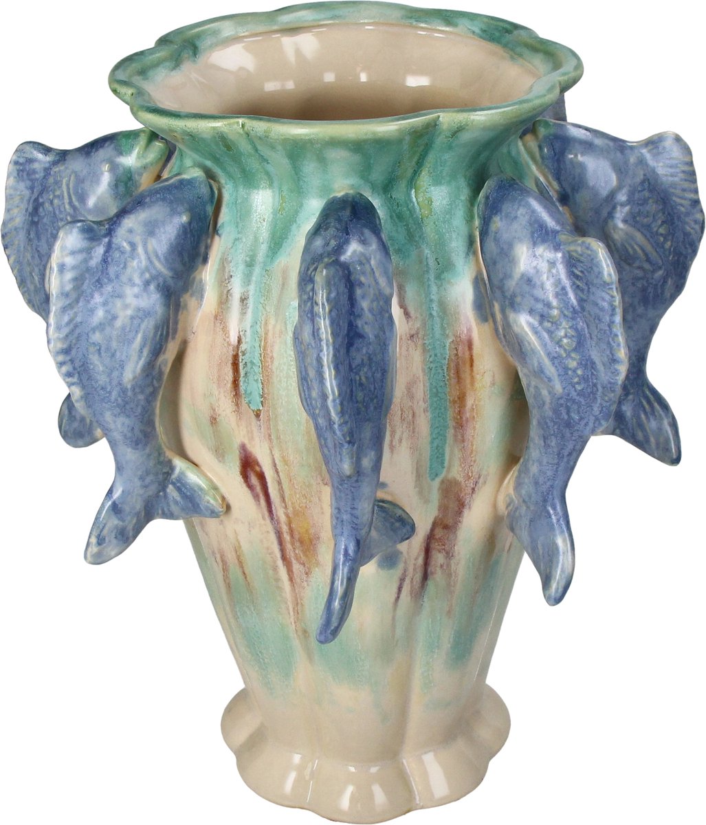 HD Collection Vase Fish Stoneware Multi 22.5x22.5x31.5cm
