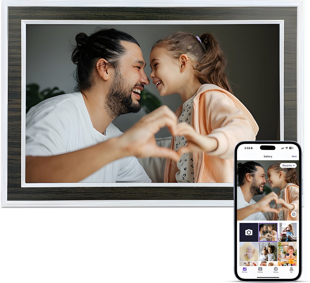 Rock&Rose Digitale Fotolijst - 32 GB - Frameo App - Wifi - - Rock&Rose - €79,99