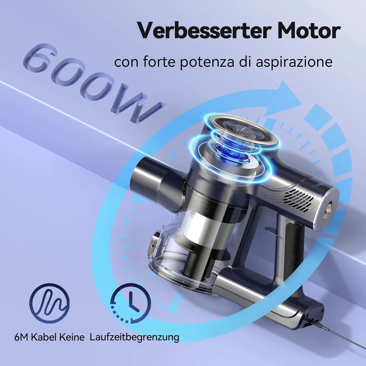Steelstofzuiger met snoer - 6-in-1 Stofzuiger zonder zak - afbeelding 3