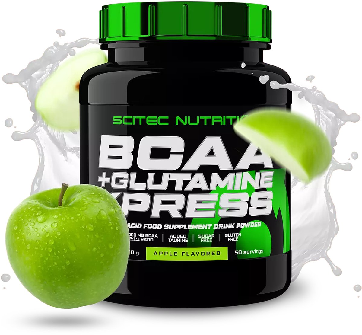 Scitec Nutrition® - BCAA + Glutamine Xpress (600 gram - Apple) - Appel - 50 doseringen - aminozuren - aminozuur - bcaa - l-isoleucine - l-leucine - l-valine - poeder