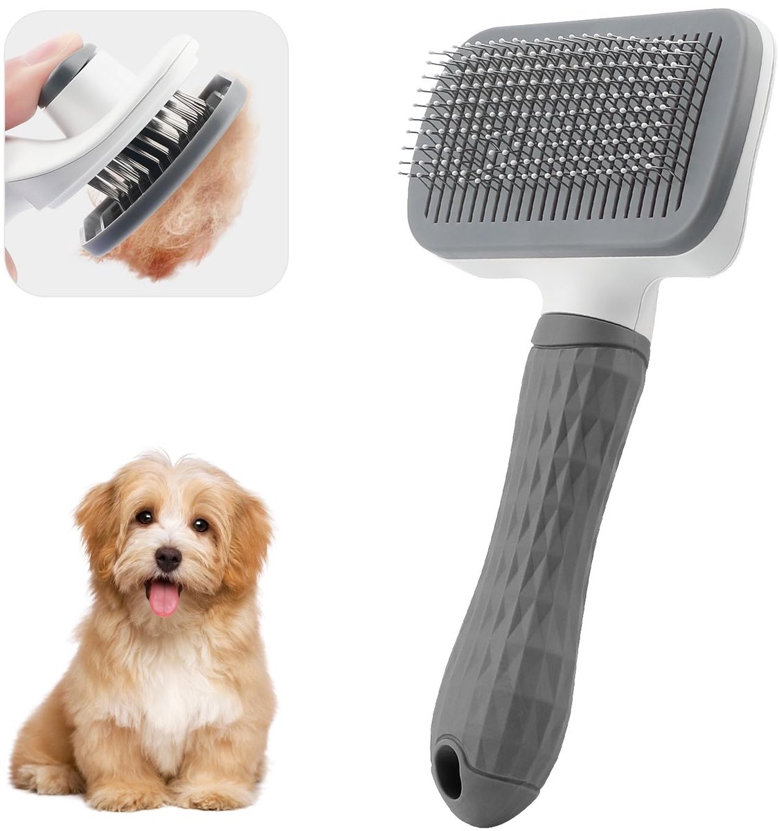 Ibenzoa® Efficiënte Honden- en Kattenborstel voor Langharige Huisdieren met Zelfreinigende Functie