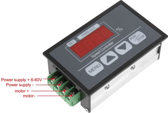 DC Motor Snelheidsregelaar 30A PWM 6-60V met Digitaal Display en