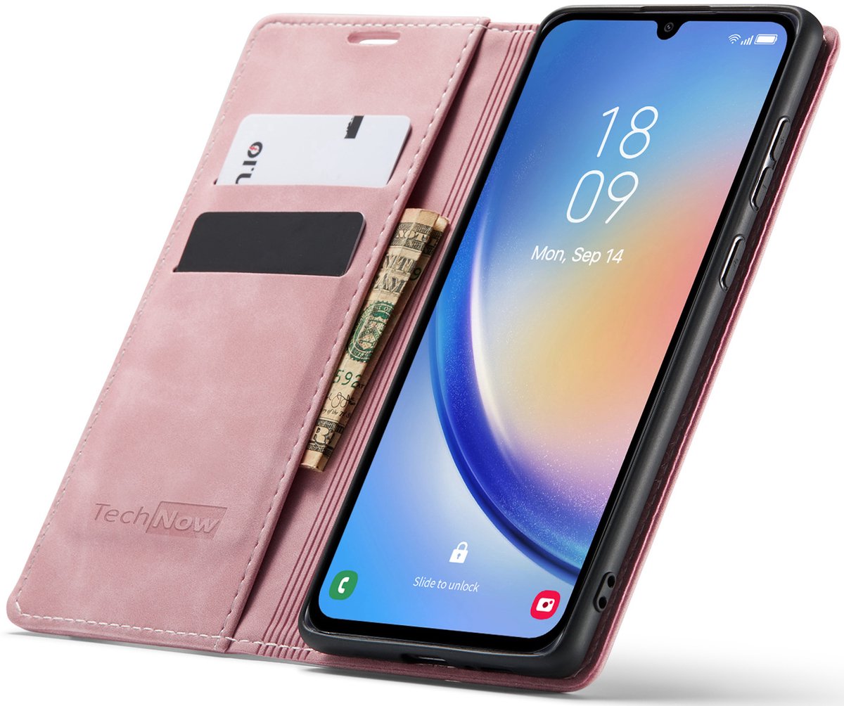 Hoesje geschikt voor Motorole Edge 60 Pro - Book Case Leer Slimline Roze