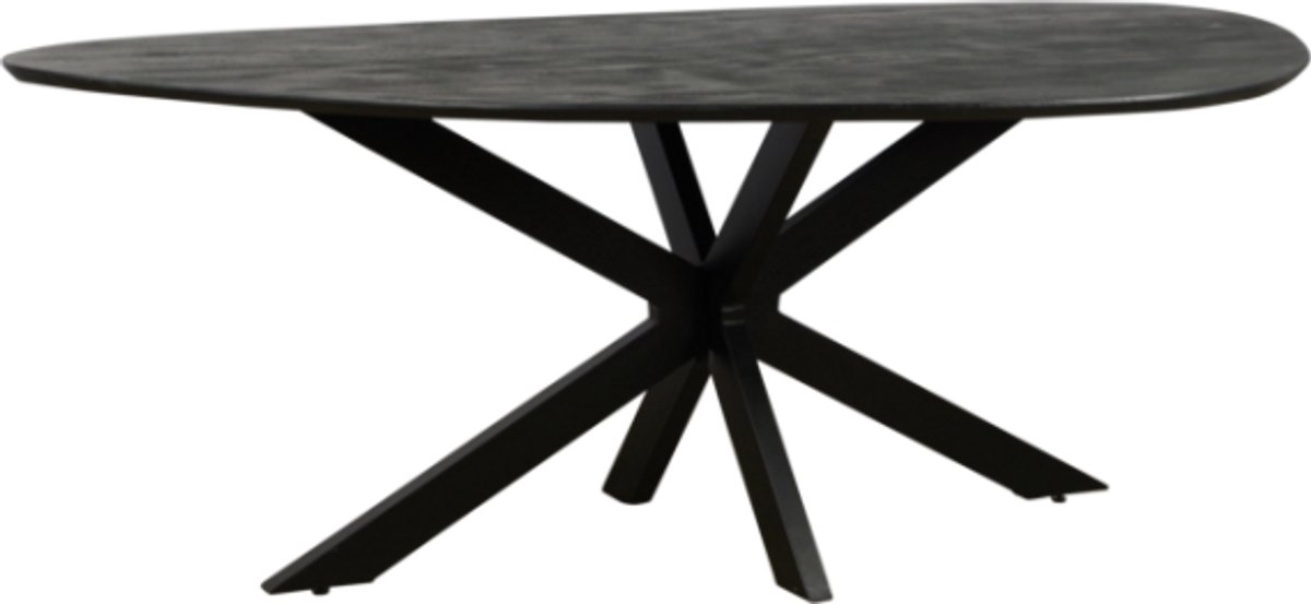 Meubelplaats Eettafel Kiezel mangohout met facetrand 200x120 cm - organische vorm - zwart