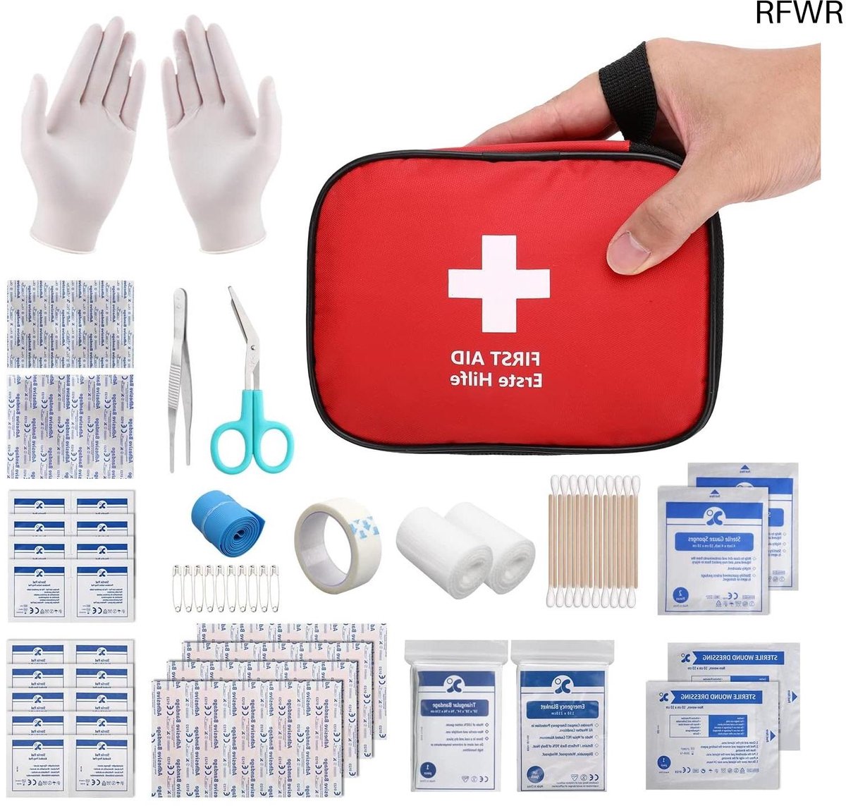 RFWR® Mini EHBO kit 90 Stuks - Perfect voor Thuis, Auto, School, en Buitenactiviteiten