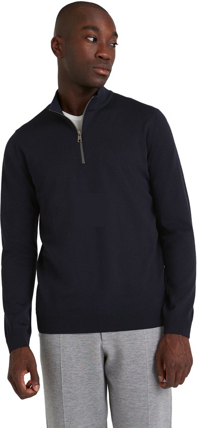 FALKE Basic New Merino Halfzip pull en laine mérinos doux et élégant pour hommes bleu - taille 4XL