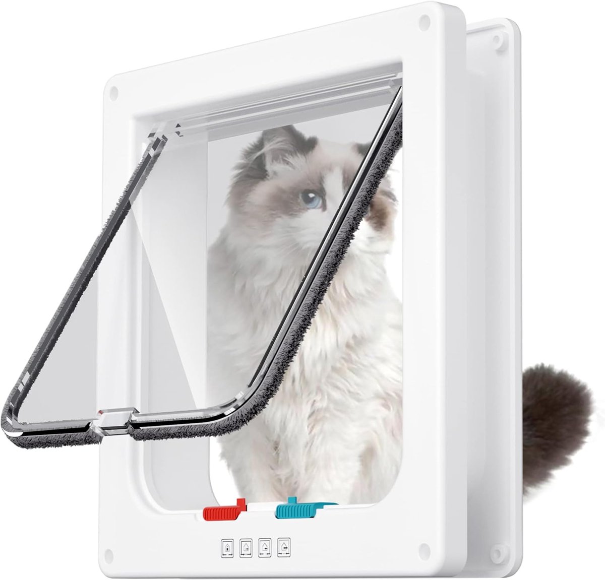 PLAY IT Kattenluik met Tunnel Wit 20x19x5.5cm - 4 Vergrendelingsstanden