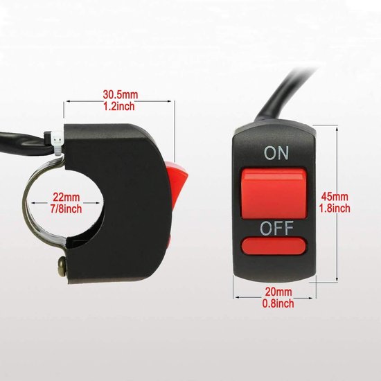 Motorfiets Stuur Schakelaar - Aan-Uit Knop - Led Koplamp Scooter Electrische Brommer - Fiets Accessoire. — afbeelding 5