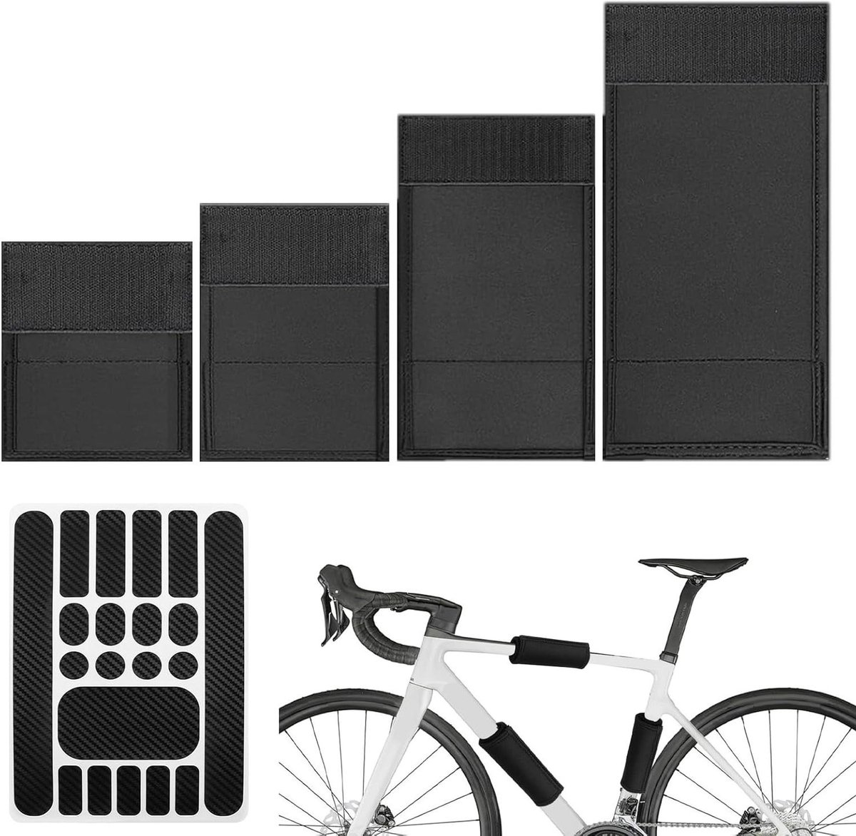 Allecto Plus - Set van 5 Fietsframe Bescherming - Carbon Frame Beschermer - Fietsendrager Accessoires - Framehouder voor Fietsendrager - Framebeschermingsfolie