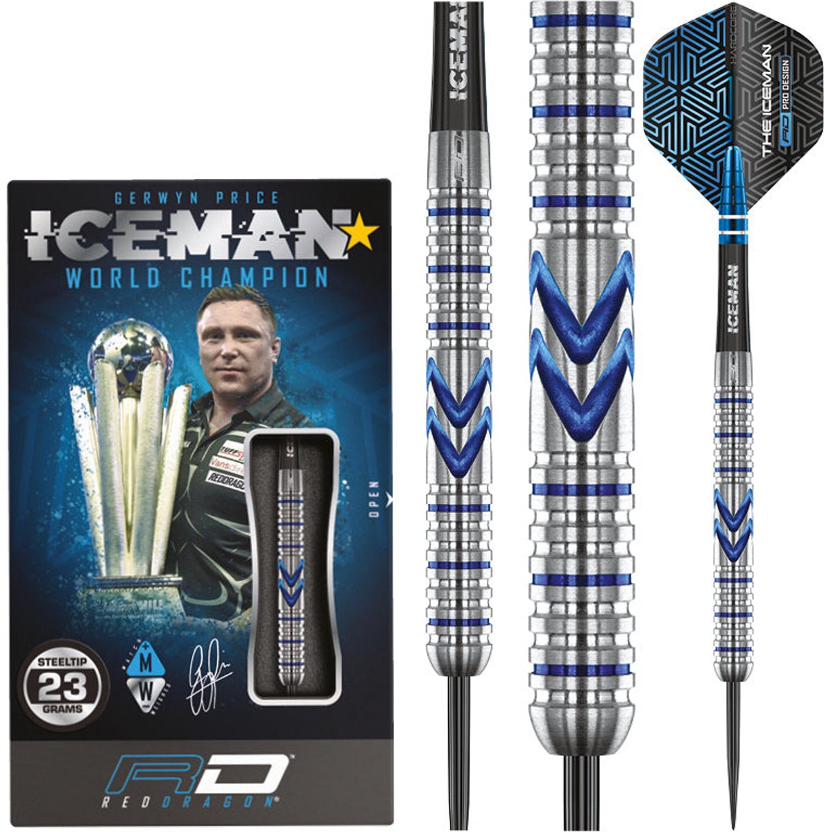 Red Dragon Gerwyn Price Iceman Midnight 90% - Dartpijlen 23 Gram