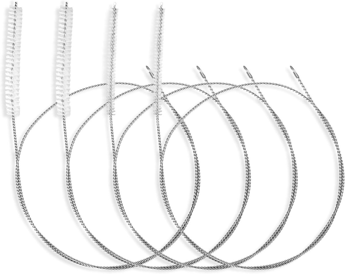 Allecto Plus - Rietreinigingsborstels lang - 4 stuks - Pijpreinigers - Koelkastafvoer - Laboratoriumkatheterborstel - Wit - Extra lang