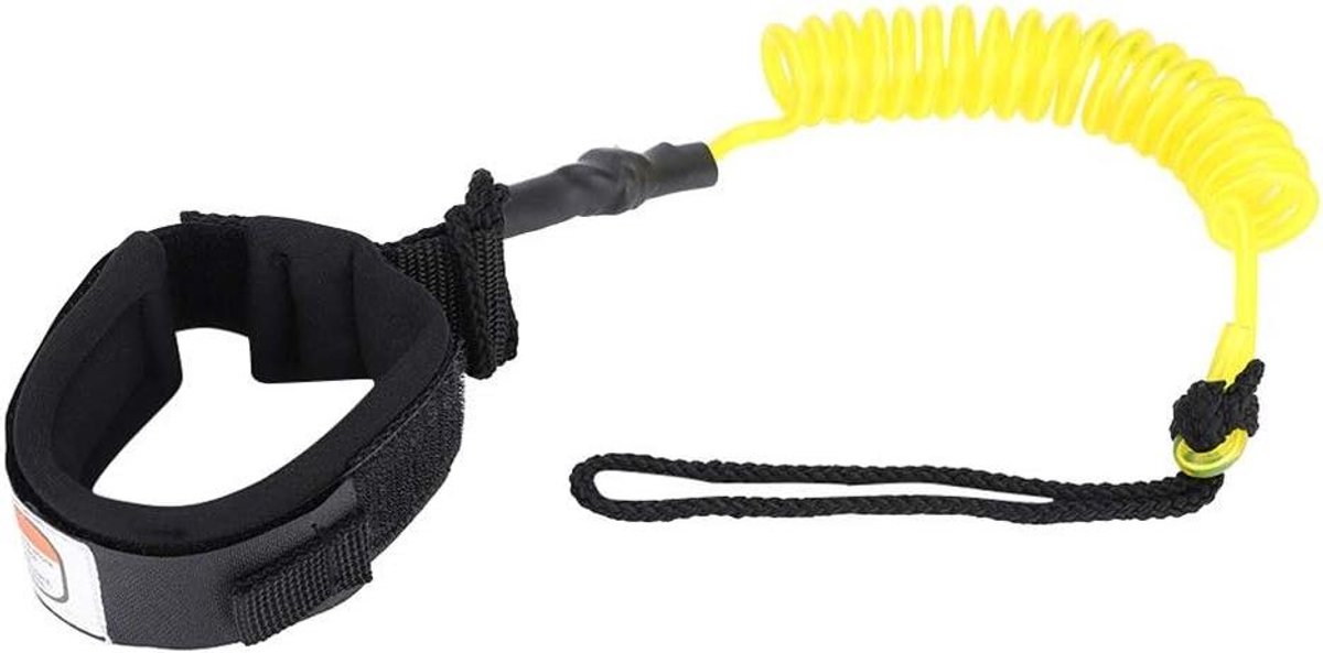 Surflijn voor Stand Up Paddle Board - 5 mm been touw met opgerolde lente - SUP riem voor surfen - geel