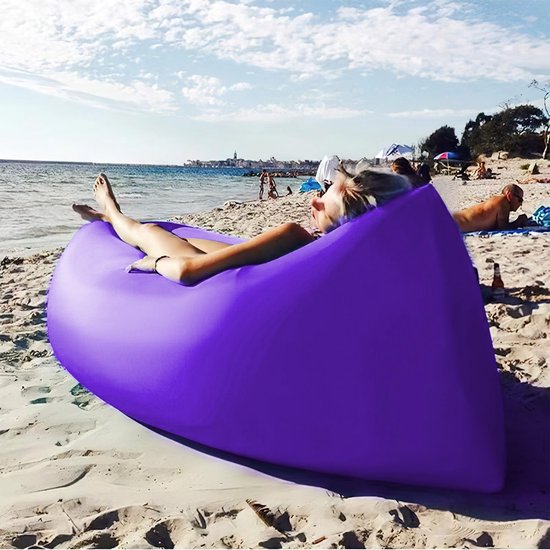 Ibenzoa® Veelzijdige Opblaasbare Loungestoel voor Strand en Camping, Compact en Draagbaar, 200 x 70 cm, Paars van Ibenzoa — afbeelding 3
