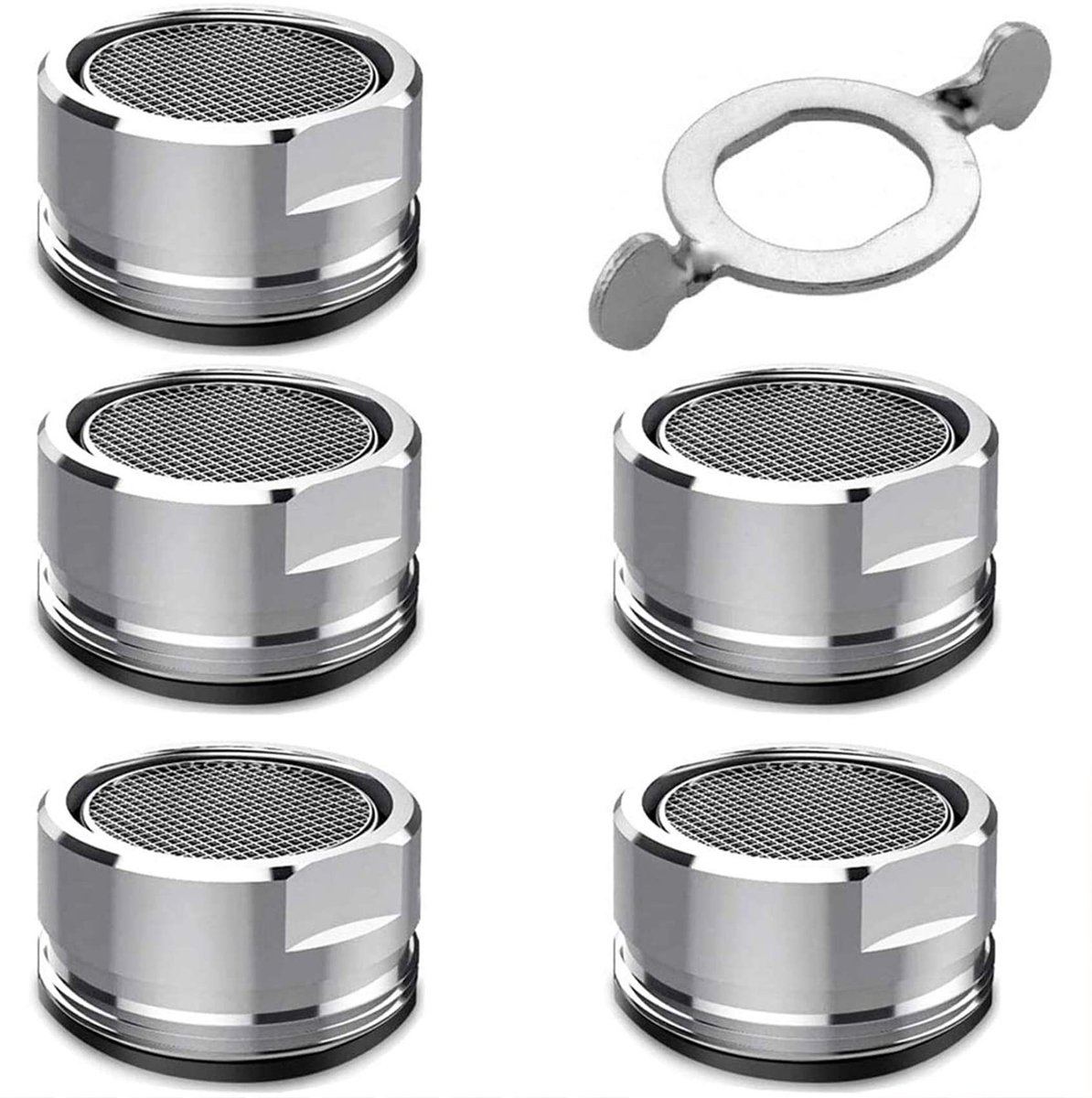 Ibenzoa® Set van 5 Kraanbeluchters met M24 Buitendraad en Roestvrijstalen Filter voor Kranen