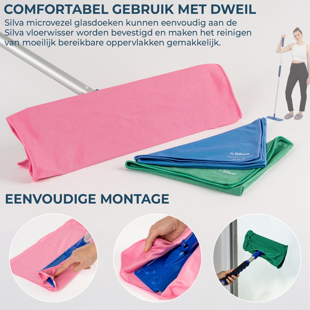 Silva Microvezel Raamdoek Blauw (Set van 1) - MS