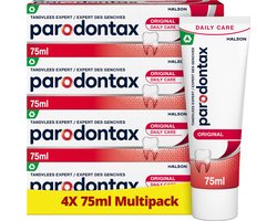 Parodontax Original - Tandpasta - Helpt Bloedend Tandvlees Herstellen en Voorkomen - Verwijdert 4x Meer Tandplak dan Normale Tandpasta - Voor Gezond Tandvlees - Bevat Fluoride - Voordeelverpakking 4x 75ml