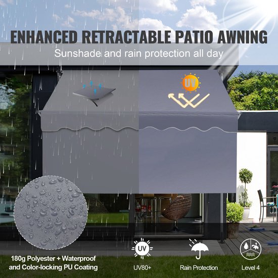 Vervangend Zonneschermdoek – 380x250 Cm – Waterdicht En UV-bestendig – Voor Bestaand Frame – Rode Streep