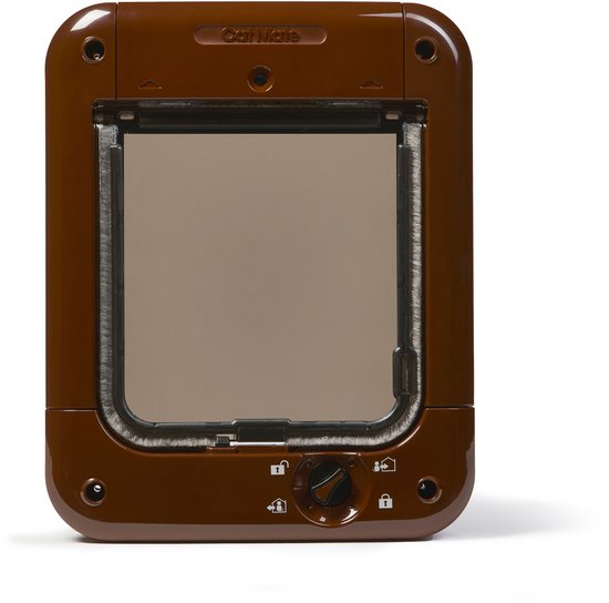 Cat Mate Microchip Kattenluik met 4-standenslot - 24,6 cm x 19,7 cm - Enkel of meervoudig glas, houten en UPVC/metalen deuren, wanden - Bruin 360B