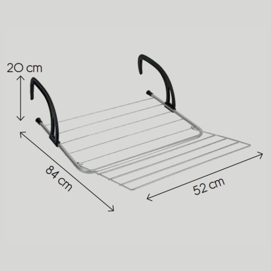 Tomado - Seram - Droogrek Hangend - 7 meter drooglengte - Hangdroogrek - Verstelbare Armen - Grijs