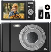 K&L Digitale Camera 4K - 64MP - Fototoestel - Compact Camera - Vlog Camera - Voor Kinderen - Inclusief 64GB - NL Software