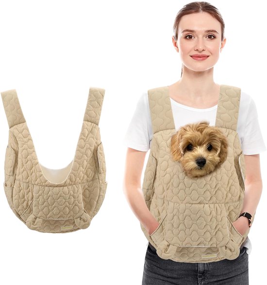 Sac à dos de transport avant Chiens MAGICSHE jusqu'à 6 kg - Sac de Chiens réglable pour petit chien et chat, kaki