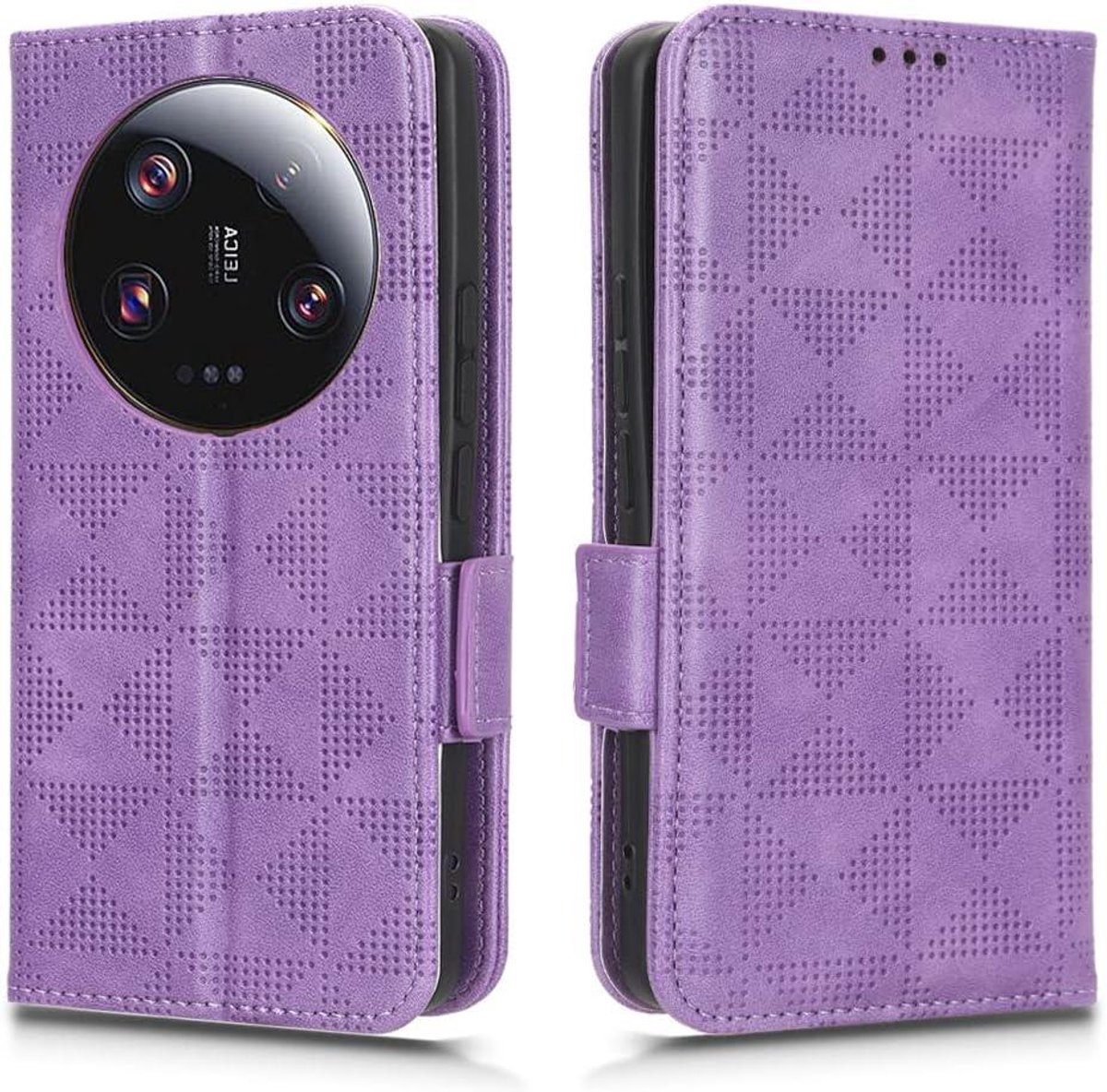 Allecto Plus - Lederen telefoonhoes voor Xiaomi Mi 13 Ultra - PU/TPU Folio hoes - paars - met magneetsluiting en kaartenvak