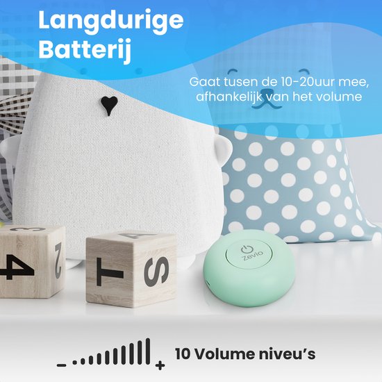 Zevio Go White Noise Machine Baby - Witte Ruis Apparaat - Met Huilsensor - Inclusief Flexibele Ring - Groen — afbeelding 3