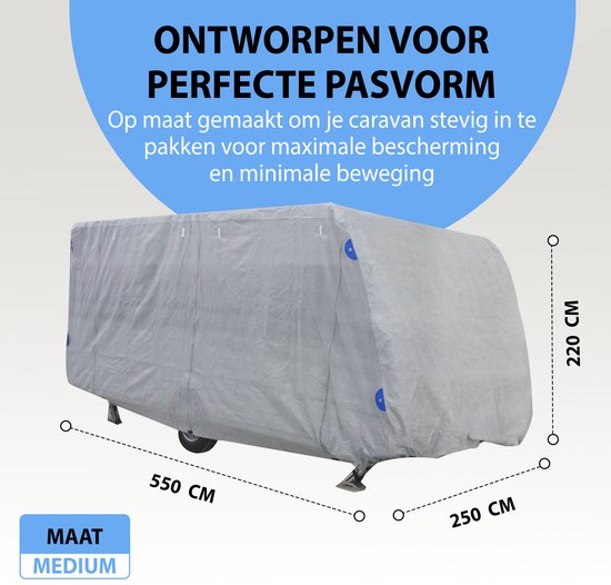Muntel® Caravanhoes - Caravan beschermhoezen - Camperhoezen - Waterdicht - UV-bestendig - Maat S - 4,60 x 2,50 x 2,20 M - (170g/m²) — afbeelding 5