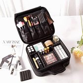 Trousse de maquillage CHIWIN - Trousse de toilette pour femme avec 6 Compartiments de rangement - Compartiment séparé pour pinceaux - Grande capacité - Ultralégère et portable - Pour les longs Voyages - Zwart