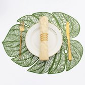 Sets de table - sets de table en forme de feuille verte - sets de table à feuilles creuses - décoration de table - sets de table creux isolants - décoration de table isolante - amovibles et faciles à nettoyer - 6 pièces - multifonctionnels