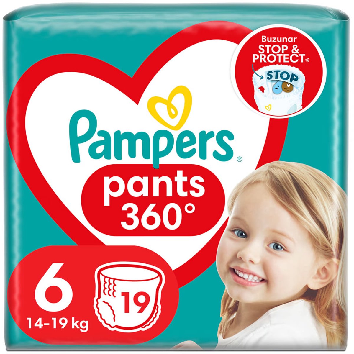 Pampers Pants Maat 6 – Luierbroekjes 14–19 kg – 19 stuks – 360° Pasvorm & Stop & Protect