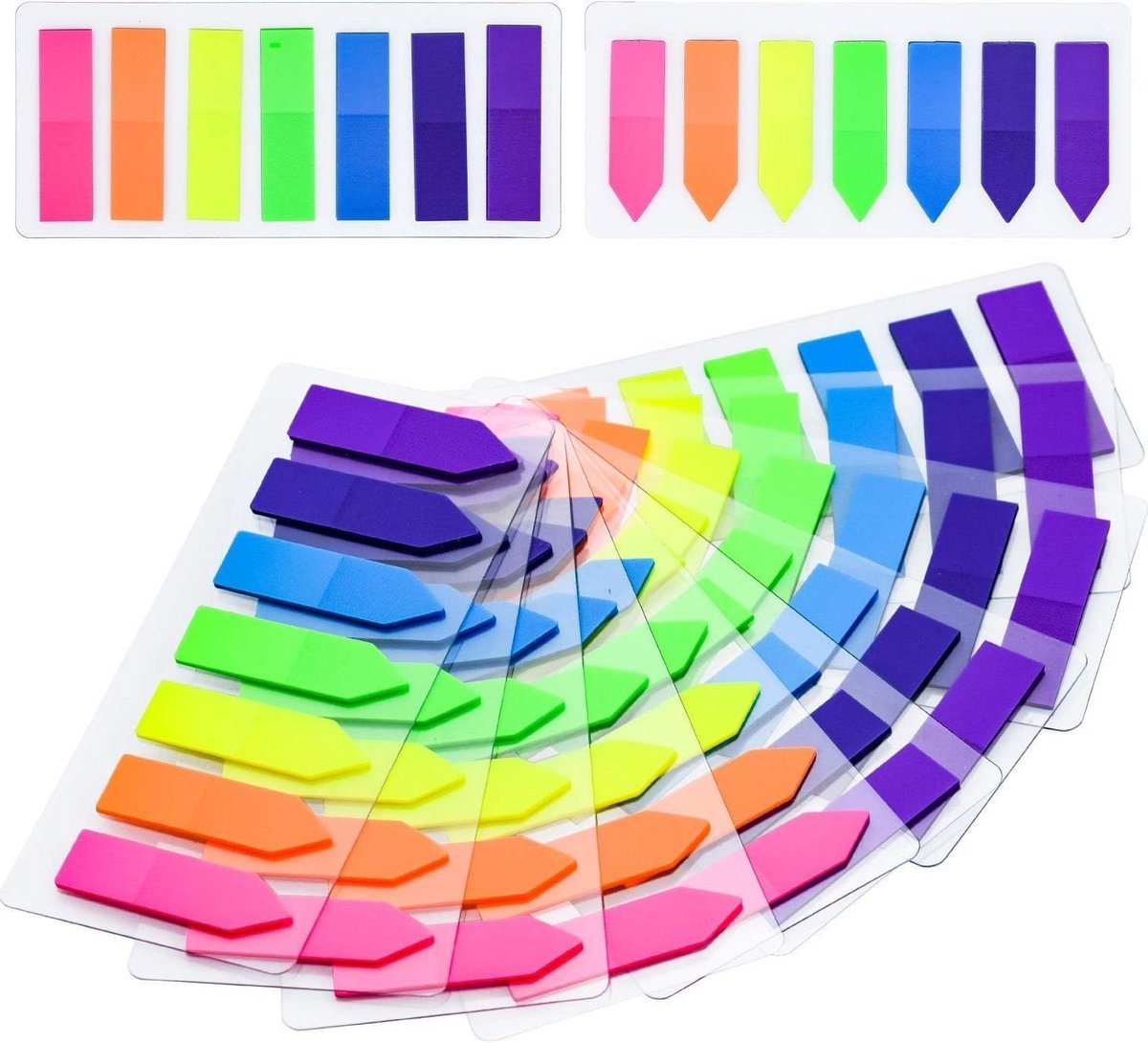 Allecto Premium - Zelfklevende Notitieboek Bladwijzers Tabs Index Sticky Notes - 10 Stuks in 7 Kleuren - 1400 Stuks - Voor Pagina Markering