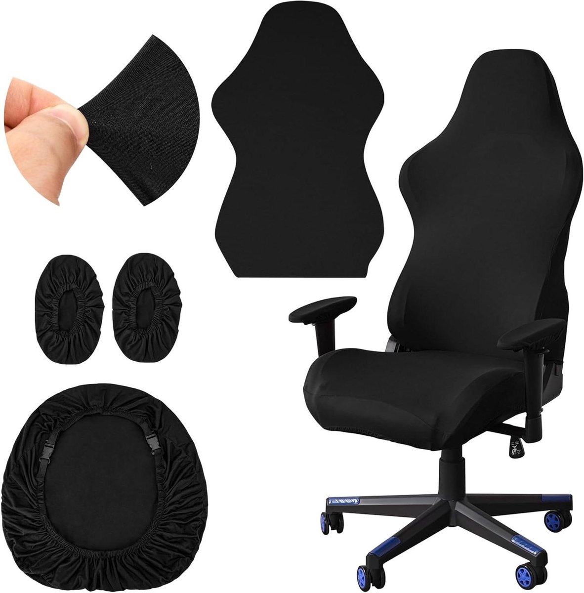 Allecto Premium - Gamingstoelbekleding set met stretch, draaibaar en wasbaar - inclusief armleuningbekleding