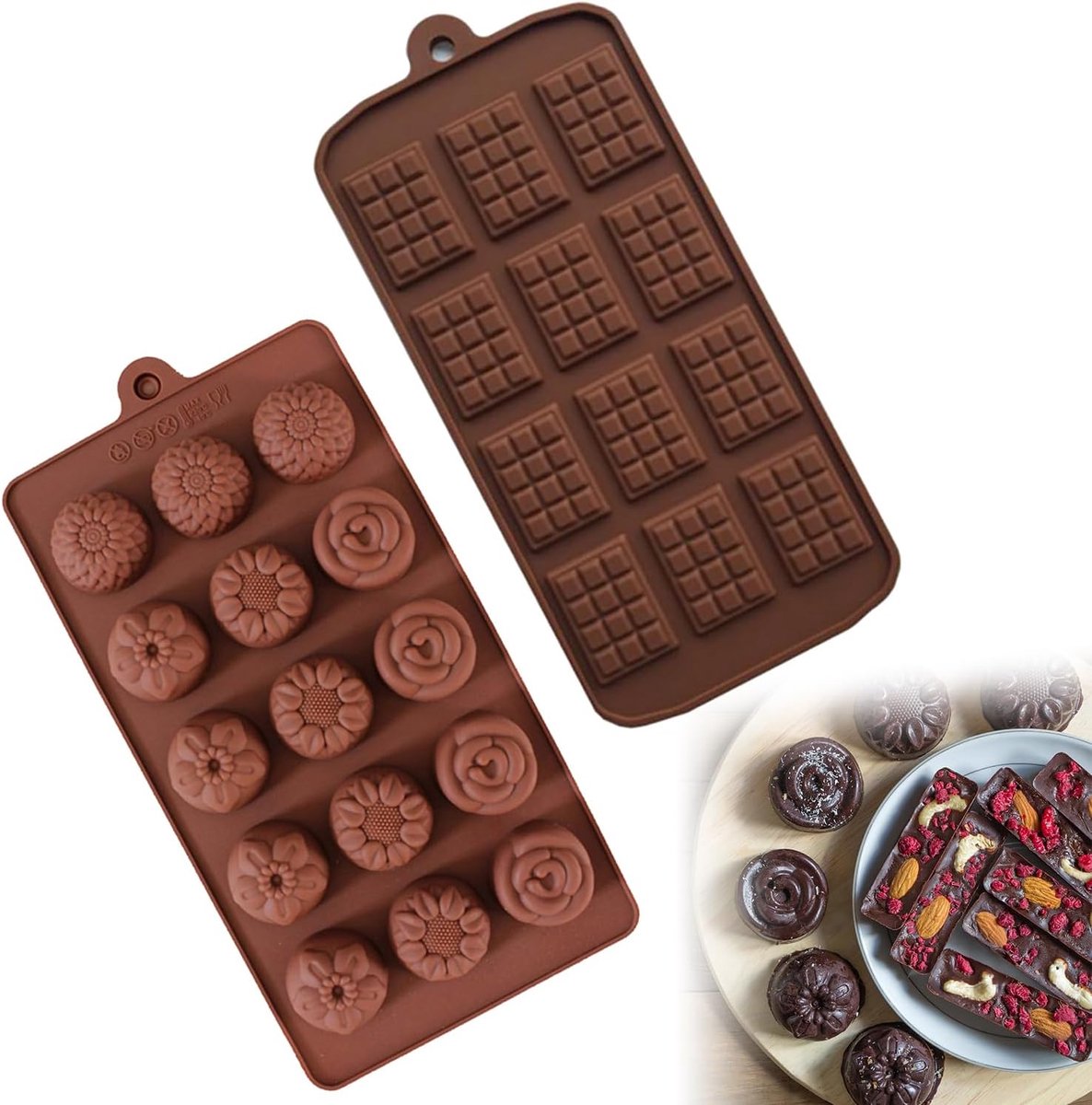 Siliconen Chocoladevorm voor Brood - Brownie Cake - Cheesecake Pudding Muffin - 2 Stuks