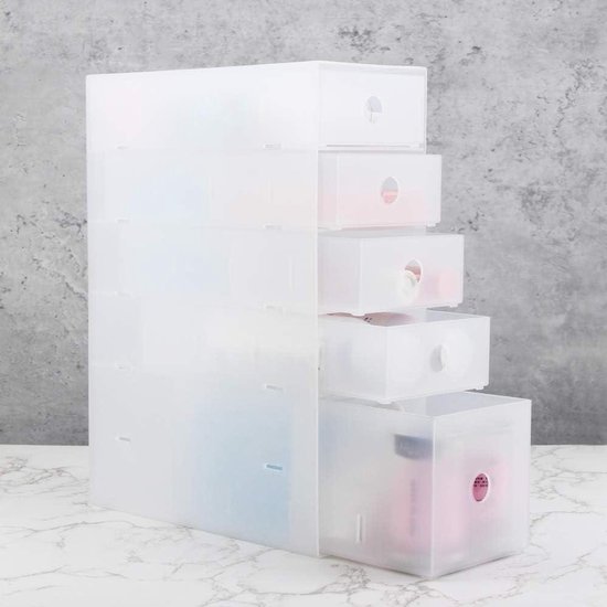 RETON 4 stuks opbergladen voor desktop, organizer met grote capaciteit, stapelbare opbergladen voor kamer, slaapzaal, kantoor, badkamer (4 kleuren