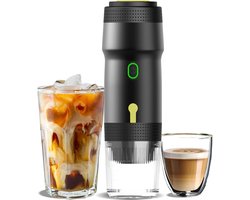 Draagbare espressomachine, 3-in-1 draagbare koffiezetapparaat, 20 bar mini-espressomachine, zelfverwarmende reis-espressomachine compatibel met NS, DG-pods en gemalen koffie, voor kamperen, wandelen, kantoor, camper