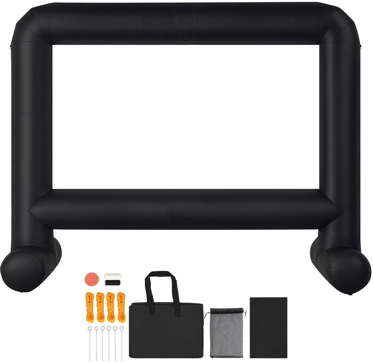 Opblaasbaar Filmscherm voor Projecties, 600d-Materiaal, Draagbaar Scherm met Opbergtas, 16:9-Formaat, Ideaal voor Thuisbioscoop, Themafeesten En Zwembadentertainment (354 X 130 X 290 Cm)