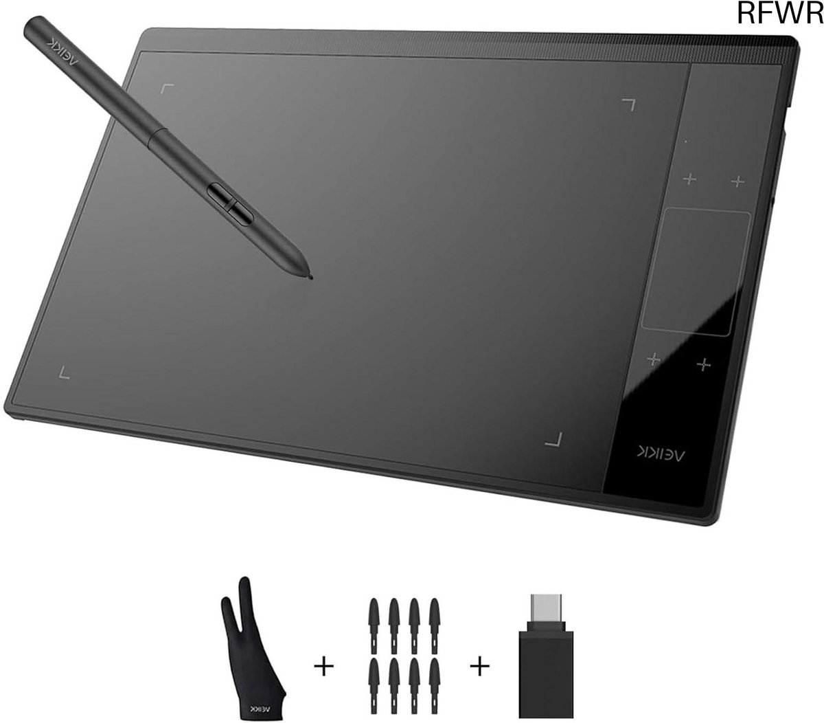 RFWR® Grafisch Tablet 10 x 6 inch met Pen - Professionele Digitale Tekenervaring